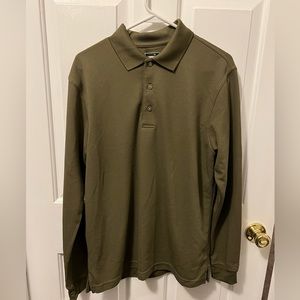 Medium Grand Slam Performance Long Sleeve Golf Polo Olive Green
